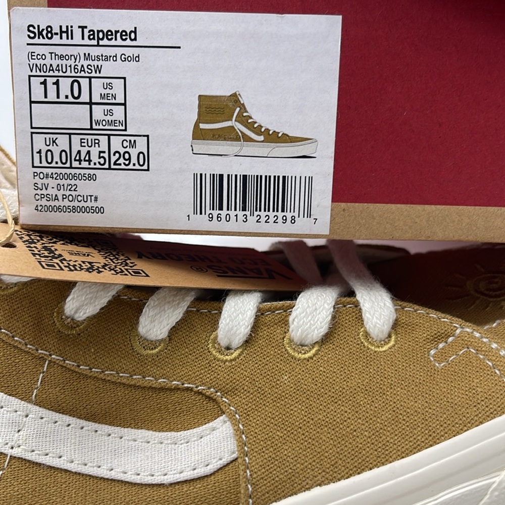 Vans Men's High-Top Sneakers Sk8-Hi Tapered (Eco Theory Mustard Gold
VN0A4U16ASW - Picture 16 of 16
